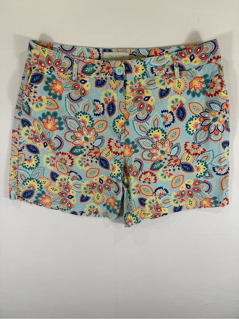 Talbots Aqua Multicolor Floral Paisley Bermuda Shorts